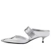 Alexander Mcqueen Pointed-toe Buckle-detailed Mules In Silver