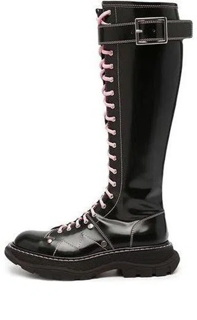 Alexander Mcqueen (wmns)  Tread Lace Up Boots 'black Pink Lace'
