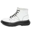 Alexander Mcqueen Tread Lace-up Leather Boots In White