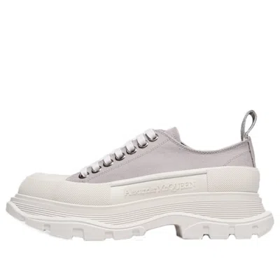 Alexander Mcqueen (wmns)  Tread Slick Canvas Lace Up Shoes 'grey White' In Multi