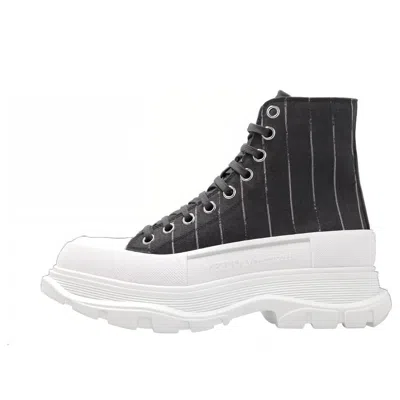 Alexander Mcqueen (wmns)  Tread Slick Lace Up Ankle Sneakers 'black Striped'
