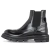Alexander Mcqueen Ridged-sole Ankle Boots In Black