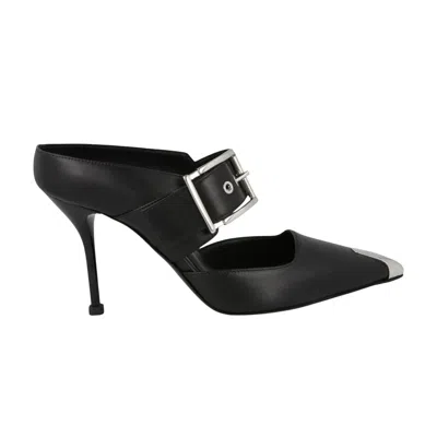 Pre-owned Alexander Mcqueen Wmns Buckle Leather Mule 'black Silver' | Women's Size 36.5