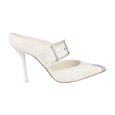 Pre-owned Alexander Mcqueen Wmns Buckle Leather Mule 'new Ivory Silver' | White | Women's Size 39