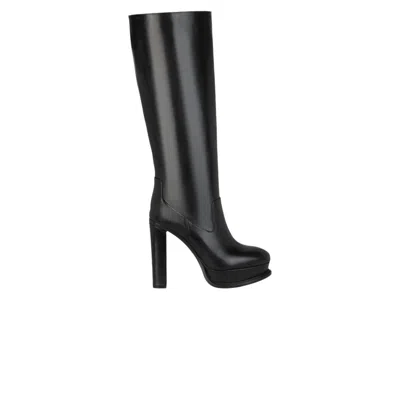 Pre-owned Alexander Mcqueen Wmns Leather Knee-high Boot 'black' | Women's Size 39