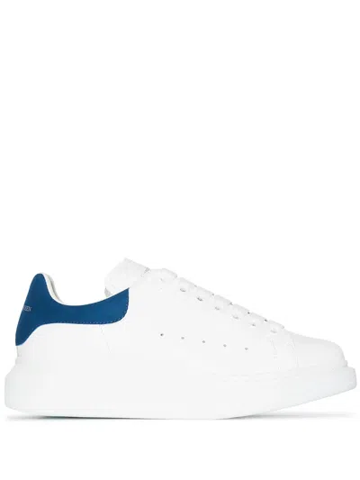 Alexander Mcqueen White And Blue Embossed Classic Sneakers