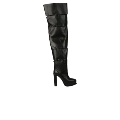 Pre-owned Alexander Mcqueen Wmns Slash Over-the-knee Boot 'black Black' | Women's Size 40
