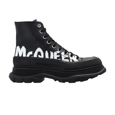 Pre-owned Alexander Mcqueen Wmns Tread Slick Boot 'graffiti Logo - Black' | Women's Size 35