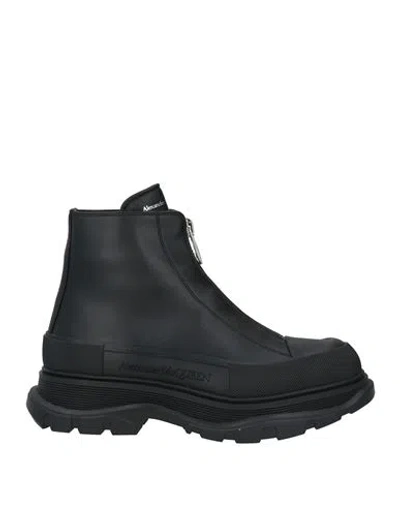 Alexander Mcqueen Woman Ankle Boots Black Size 10.5 Calfskin