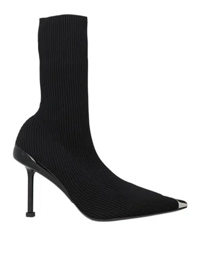 Alexander Mcqueen Woman Ankle Boots Black Size 7 Textile Fibers