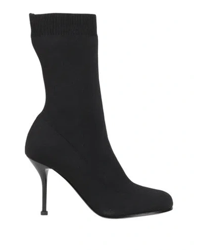 Alexander Mcqueen Woman Ankle Boots Black Size 8 Textile Fibers