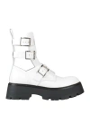 Alexander Mcqueen Rave Buckle Leather Boots In White
