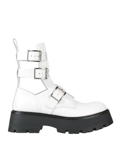 Alexander Mcqueen Woman Ankle Boots White Size 11 Leather