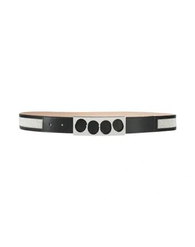 Alexander Mcqueen Woman Belt Black Size 38 Leather, Textile Fibers