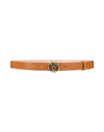 Alexander Mcqueen Woman Belt Camel Size 32 Soft Leather In Beige