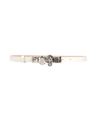 Alexander Mcqueen Woman Belt Ivory Size 30 Leather In White