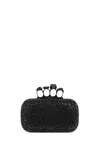 Alexander Mcqueen Skull Crystal Embellished Four-ring Box Clutch In Black