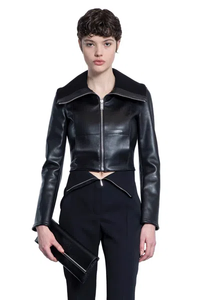 ALEXANDER MCQUEEN FOLDED COLLAR LEATHER JACKET
