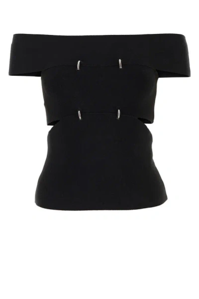 Alexander Mcqueen Woman Black Stretch Viscose Blend Top