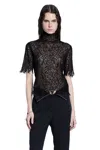 Alexander Mcqueen Black Knitted Cobweb Lace Top In Black