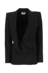 Alexander Mcqueen Tailored Wool Blazer With Back Slit In Black