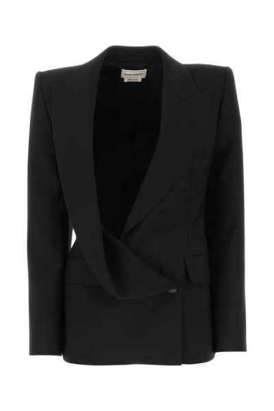ALEXANDER MCQUEEN ALEXANDER MCQUEEN WOMEN BLACK WOOL BLAZER