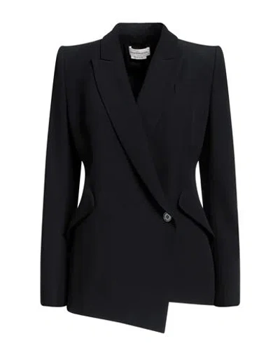 Alexander Mcqueen Asymmetrical Single Breasted Blazer In Black