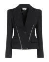 Alexander Mcqueen Zip-embellished Single-breasted Blazer In Black