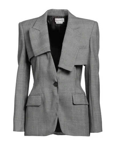 Alexander Mcqueen Woman Blazer Grey Size 4 Wool