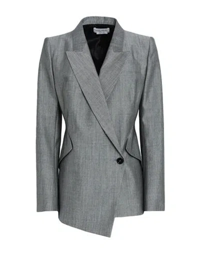 Alexander Mcqueen Woman Blazer Lead Size 6 Wool, Mohair Wool In Grey