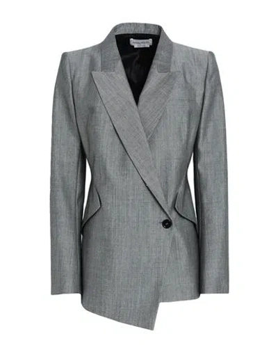 Alexander Mcqueen Woman Blazer Lead Size 6 Wool, Mohair Wool In Gray