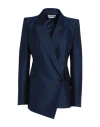 Alexander Mcqueen Woman Blazer Navy Size 4 Wool, Mohair Wool In Navy Blue