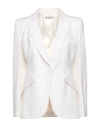 Alexander Mcqueen Viscose Blend Crepe One Button Blazer In White