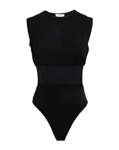 Alexander Mcqueen Woman Bodysuit Black Size 8 Viscose, Elastane, Polyamide