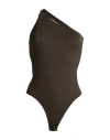 Alexander Mcqueen Woman Bodysuit Dark Green Size 2 Polyamide, Elastane