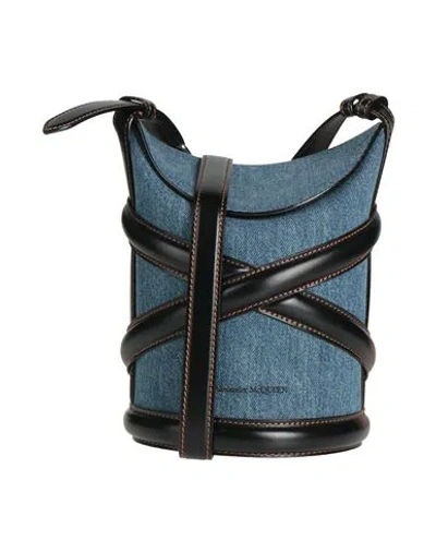Alexander Mcqueen Woman Cross-body Bag Blue Size - Textile Fibers, Leather