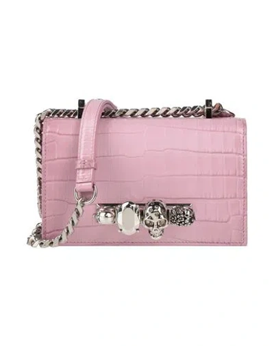 Alexander Mcqueen Skull Embellished Embossed Shoulder Bag In Pink