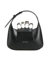 Alexander Mcqueen Leather Handbag With Metal Rings And Swarovski In Black