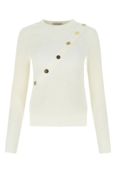 Alexander Mcqueen Ivory Stretch Viscose Sweater In White