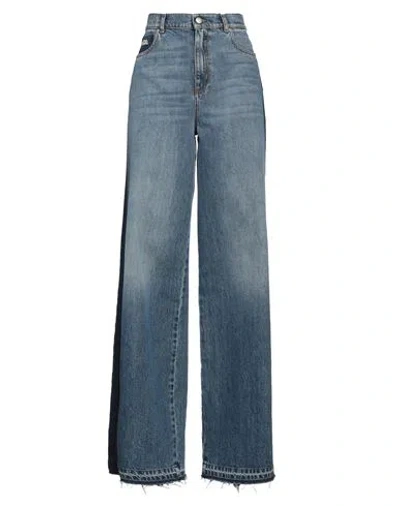 Alexander Mcqueen Woman Jeans Blue Size 28 Cotton, Calfskin