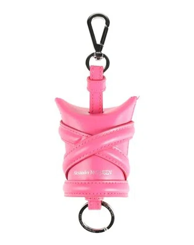 Alexander Mcqueen Woman Key Ring Magenta Size - Leather In Pink