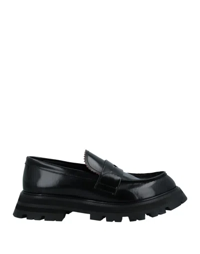 Alexander Mcqueen Woman Loafers Black Size 8 Soft Leather In Black