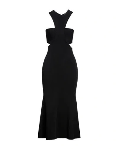 Alexander Mcqueen Woman Midi Dress Black Size L Viscose, Polyester, Polyamide, Elastane