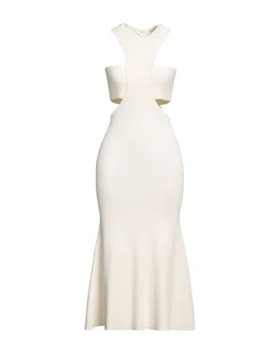 Alexander Mcqueen Woman Midi Dress Cream Size Xs Viscose, Polyester, Polyamide, Elastane In Neutral