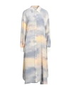 Alexander Mcqueen Woman Midi Dress Light Grey Size 6 Silk, Cotton, Polyamide, Elastane In Grey