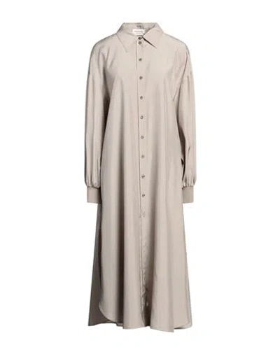 Alexander Mcqueen Woman Midi Dress Light Grey Size 8 Silk, Cotton, Polyamide, Elastane