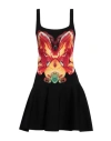 Alexander Mcqueen Black Multicolour Viscose Blend Dress In Black
