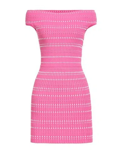 Alexander Mcqueen Woman Mini Dress Fuchsia Size M Viscose, Polyester, Cotton, Polyamide In Pink