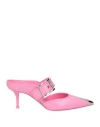 Alexander Mcqueen Pink Pink Punk Buckled Leather Mules In Pink