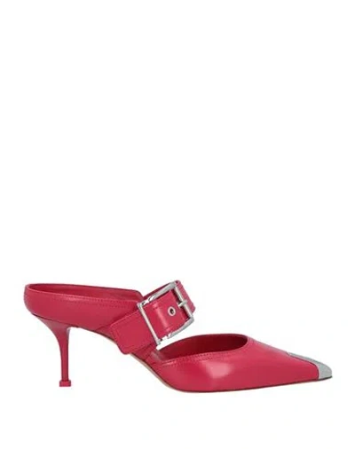 Alexander Mcqueen Woman Mules & Clogs Red Size 7.5 Soft Leather In Red